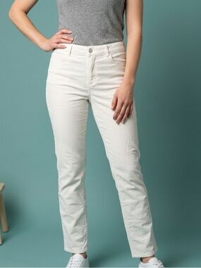 NWOT PAIGE Cindy High-Rise Ankle Straight – White Corduroy